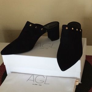 AGL (Italy) Black Suede Mules